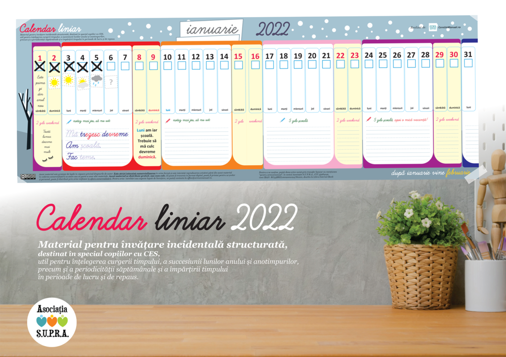 Calendar 2022 pentru copii printabil